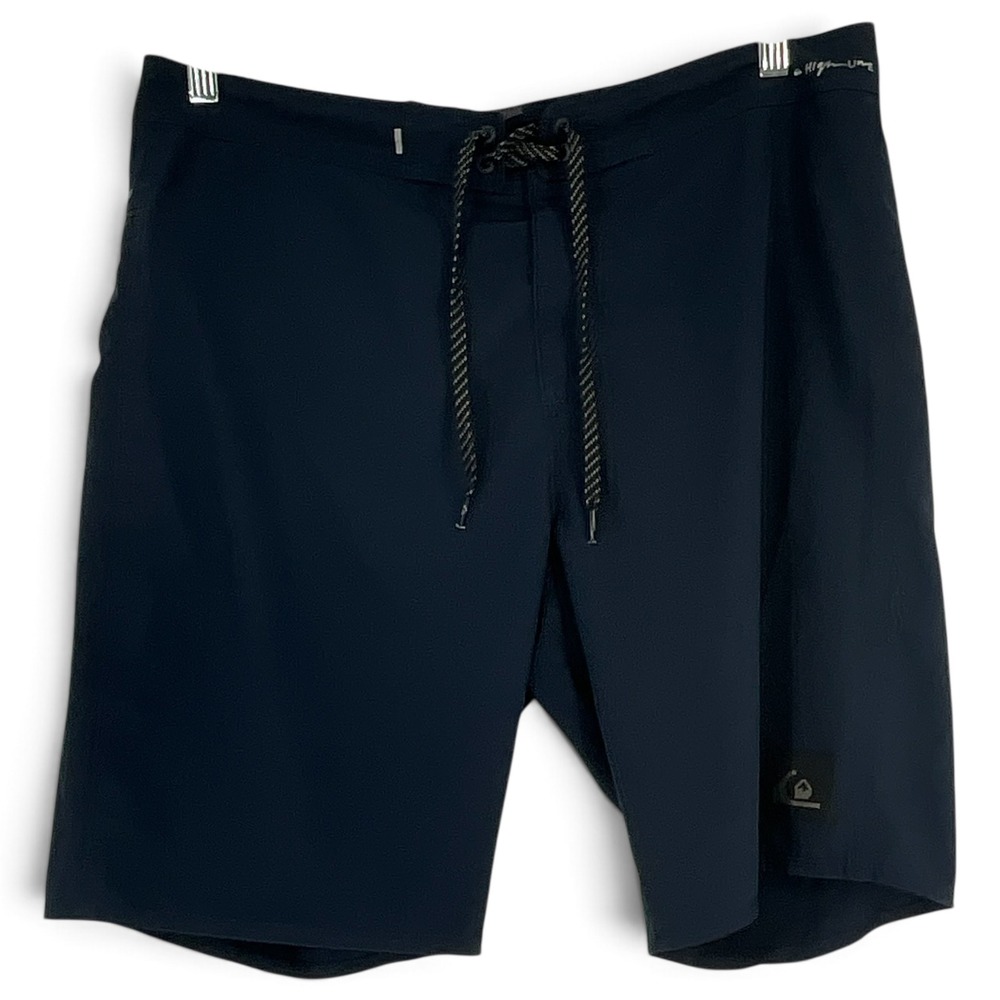 Quiksilver Highline Board Shorts Mens 34 Navy Blue 4-Way Stretch Surf Trunks